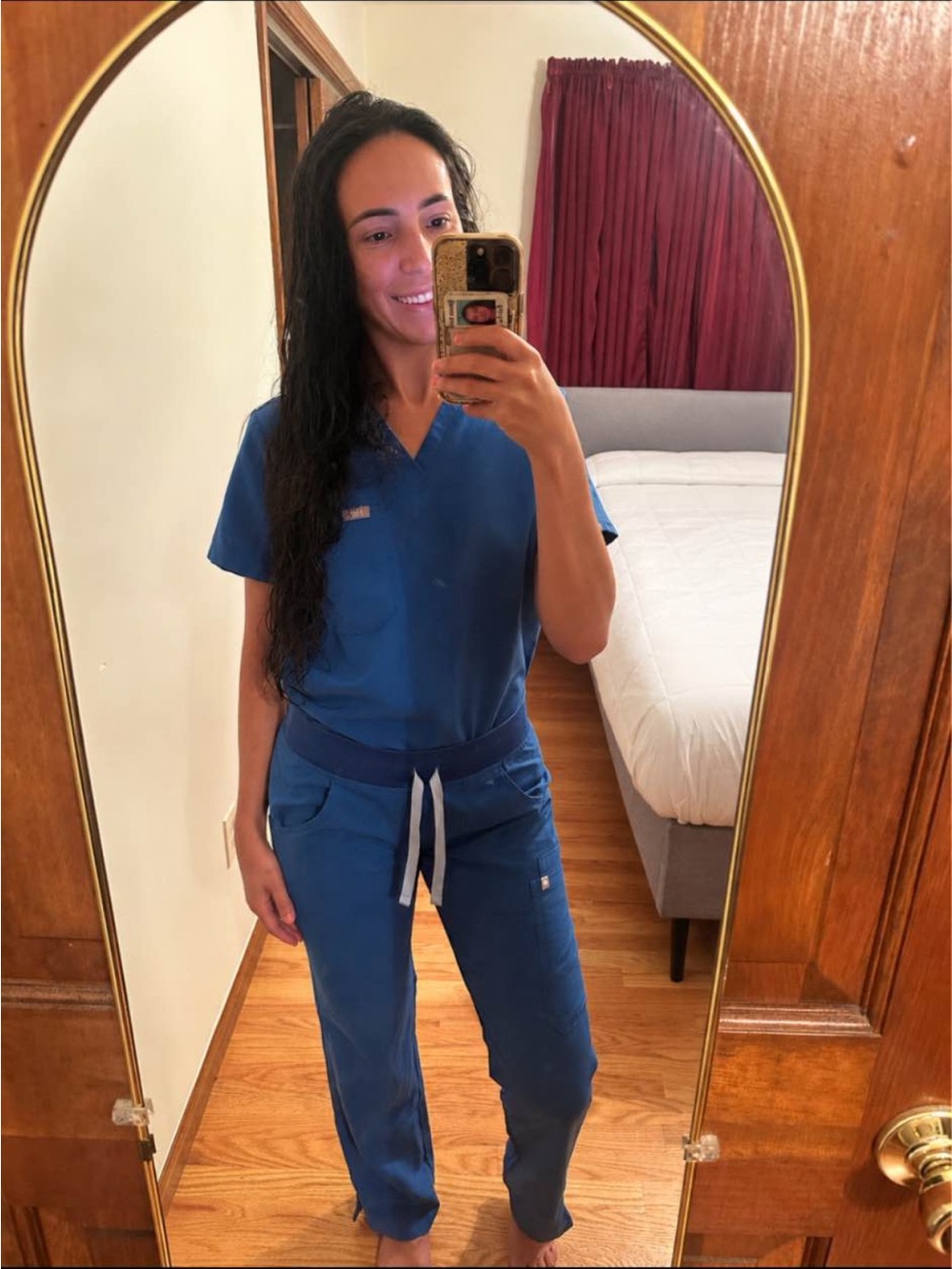 Figs Royal Blue Scrub Top and Jogger Pants Set